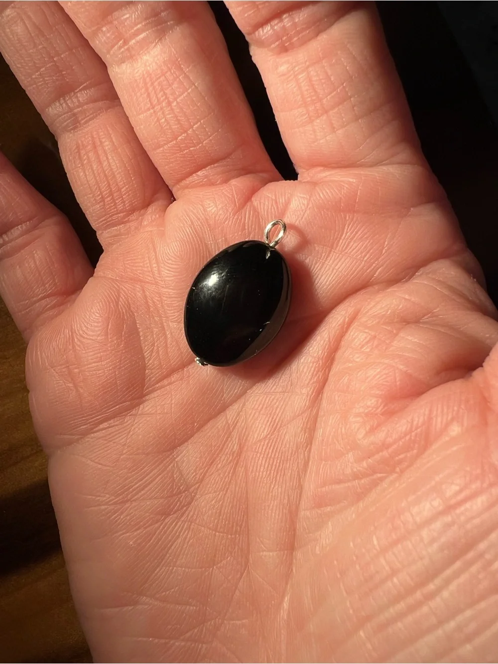 Black Oval Obsidian Pendant or Charm - Minimalist Pendant